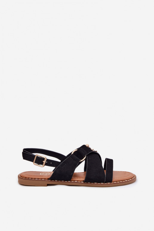 Moteriškos basutės su plačiais kulniukais Ze aukso spalvosmi  Juodos spalvos Zanira