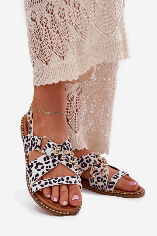 Moteriškos basutės su plačiais kulniukais Ze aukso spalvosmi  Baltos-Juodos spalvos Zanira