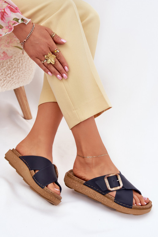 Šlepetės  su sagtimis Inblu ED0003IU tamsiai mėlynos spalvos