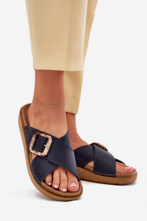 Šlepetės  su sagtimis Inblu ED0003IU tamsiai mėlynos spalvos