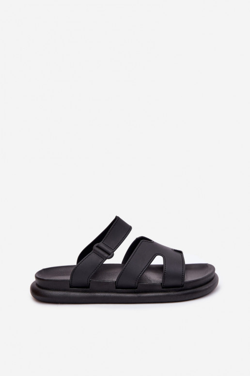 Guminės Moteriškos šlepetės su dirželiais Juodos spalvos Tavirae