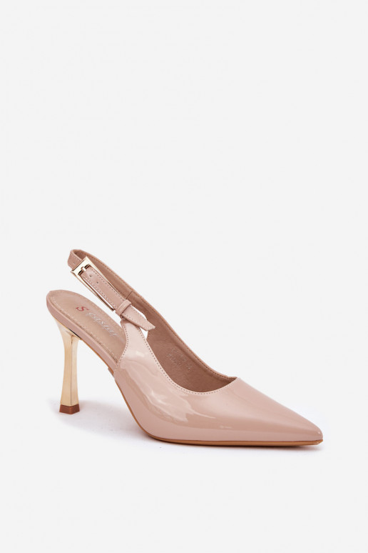 su lako efektu aukštakulniai bateliai su atviru kulnu I Szpiczastymi Noskami smėlio spalvos Rivori