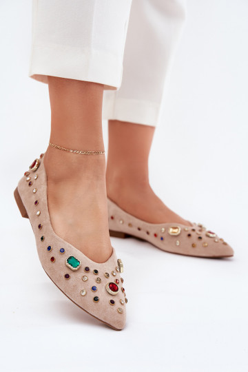 Balerinos  Dekoruotos Kryształkami smėlio spalvos Valena