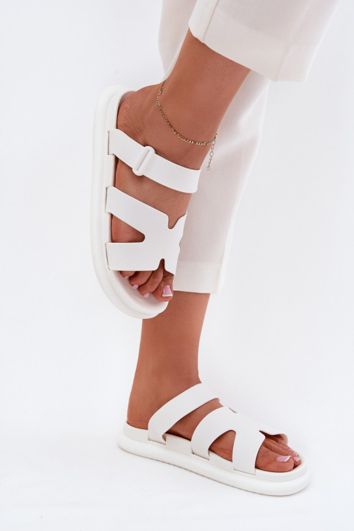 Guminės Moteriškos šlepetės su dirželiais baltos spalvos Tavirae