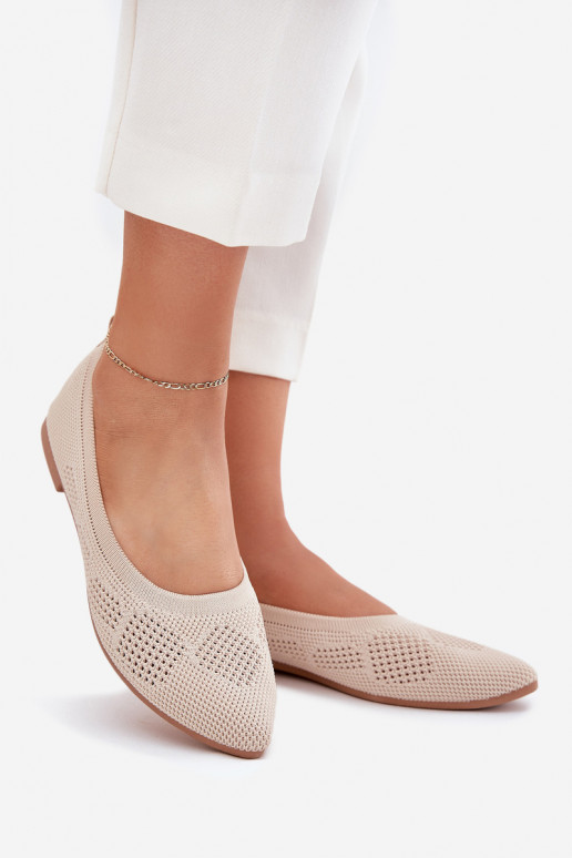 Medžiaginės balerinos  smėlio spalvos Zelira