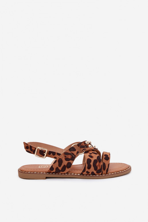 Moteriškos basutės su plačiais kulniukais Ze aukso spalvosmi  su leopardo kailio raštais Zanira