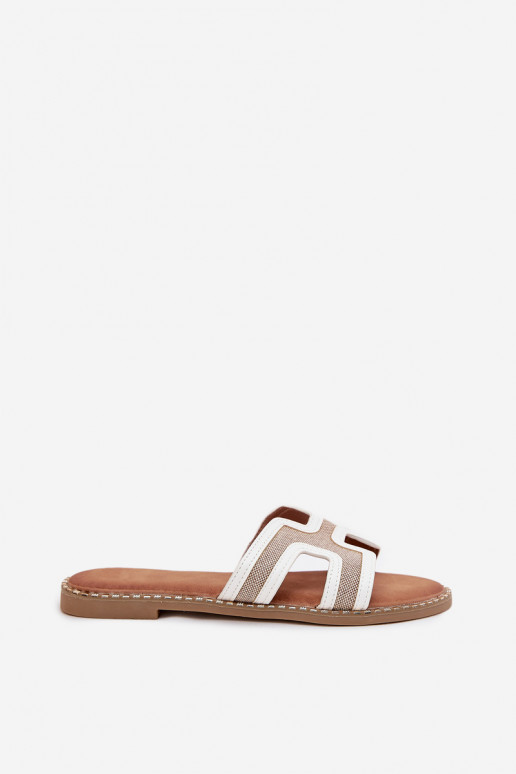 Moteriškos šlepetės su plačiais kulniukais baltos spalvos Vereya