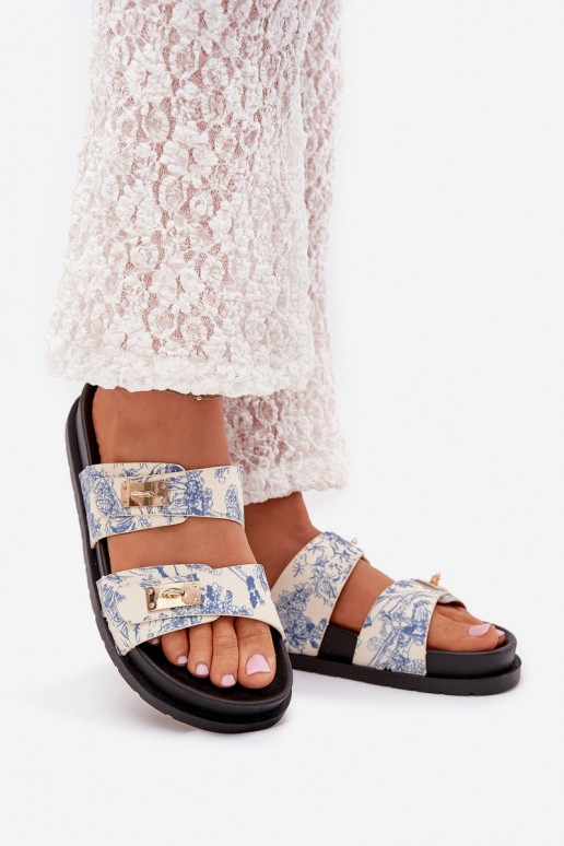  Moteriškos šlepetės su platforma mėlynos spalvos Sorina