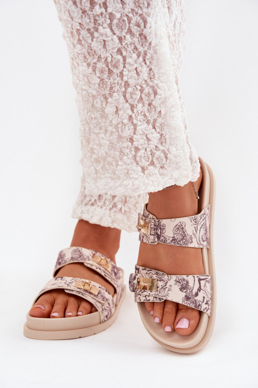  Moteriškos šlepetės su platforma smėlio spalvos Sorina