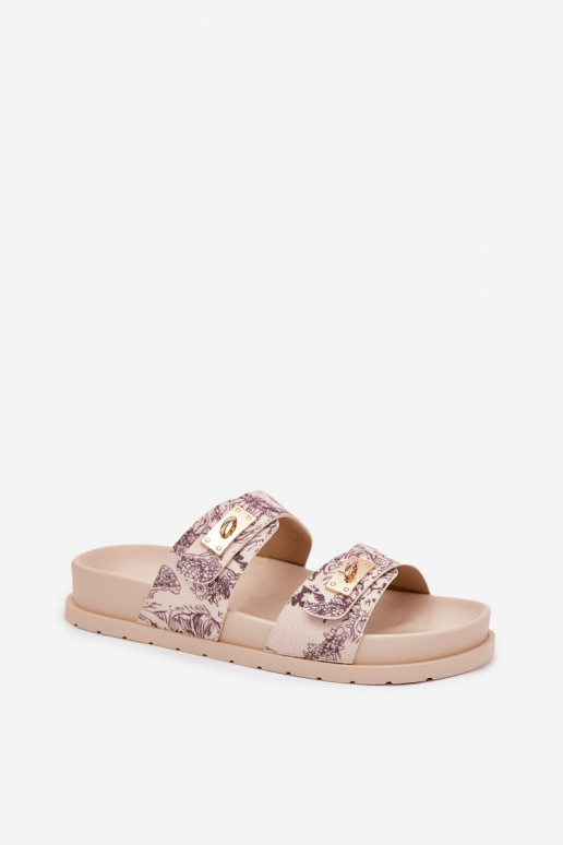  Moteriškos šlepetės su platforma smėlio spalvos Sorina