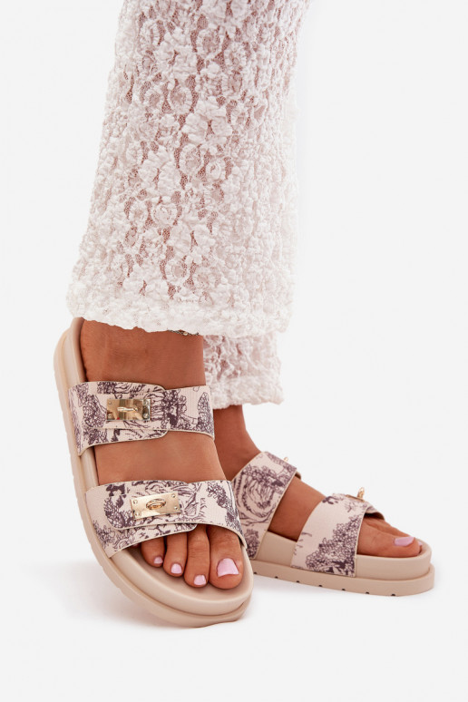  Moteriškos šlepetės su platforma smėlio spalvos Sorina