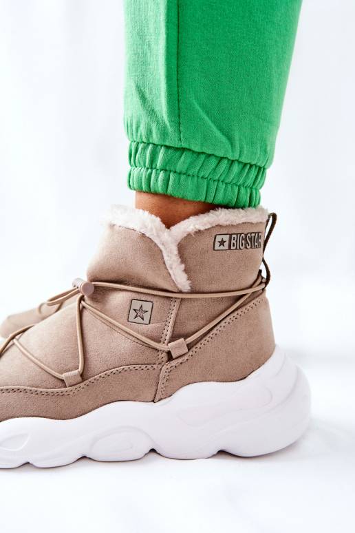 Pašiltinti sniego batai smėlio spalvos