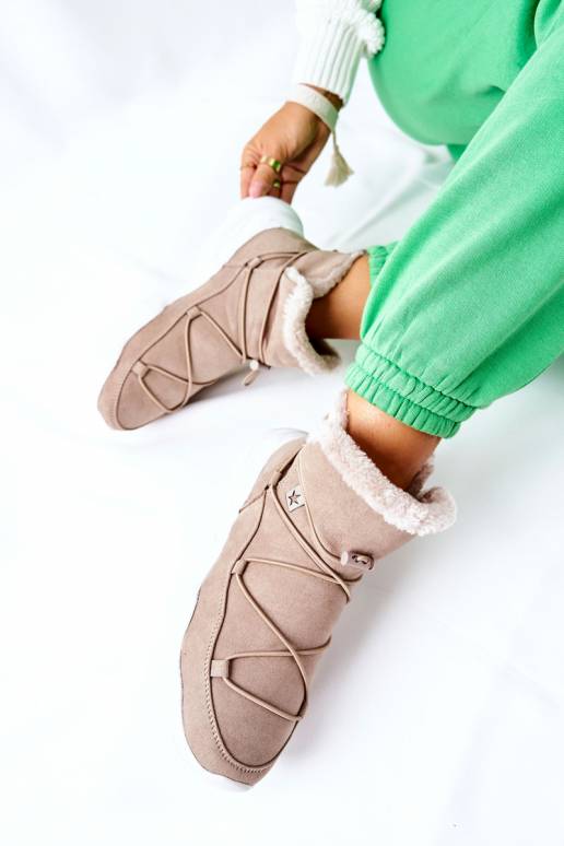 Pašiltinti sniego batai smėlio spalvos