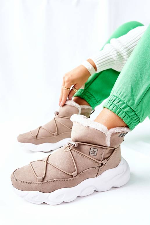 Pašiltinti sniego batai smėlio spalvos