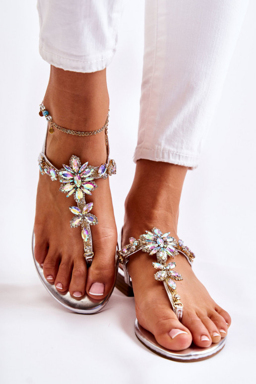  basutės per pirštą su tviskančiomis akutėmis sidabro spalvos Solea