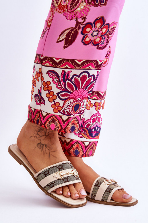 Klasikinio modelio lygiapadės šlepetės smėlio spalvos Marlene