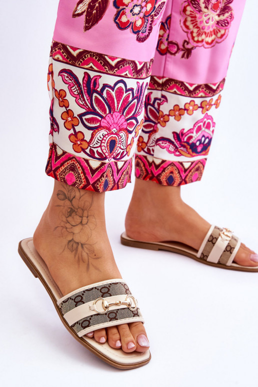 Klasikinio modelio lygiapadės šlepetės smėlio spalvos Marlene