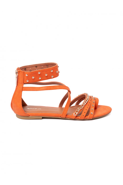 oranžinės spalvos sandalai boho su kniedytėmis oranžinės spalvos sandalai boho su kniedytėmis