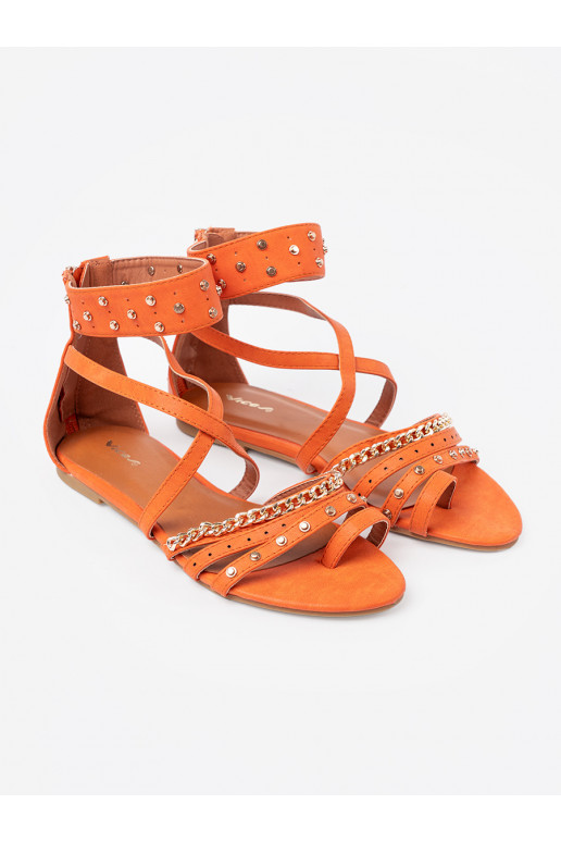 oranžinės spalvos sandalai boho su kniedytėmis oranžinės spalvos sandalai boho su kniedytėmis