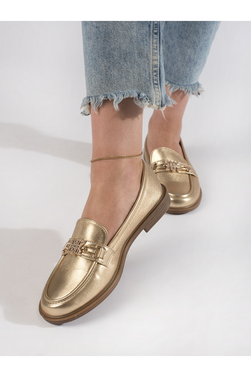 aukso spalvos  moteriški mokasinai