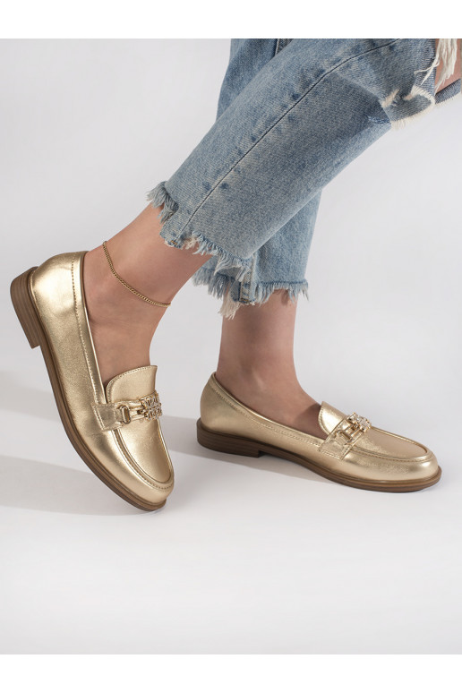 aukso spalvos  moteriški mokasinai