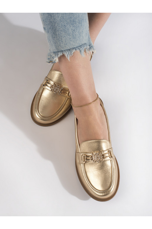 aukso spalvos  moteriški mokasinai