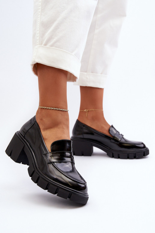 moteriški mokasinai su plačiu kulnu Big Star NN274055 Juodos spalvos