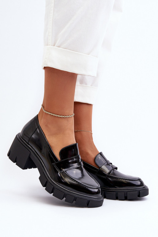 moteriški mokasinai su plačiu kulnu Big Star NN274055 Juodos spalvos