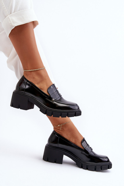 moteriški mokasinai su plačiu kulnu Big Star NN274055 Juodos spalvos