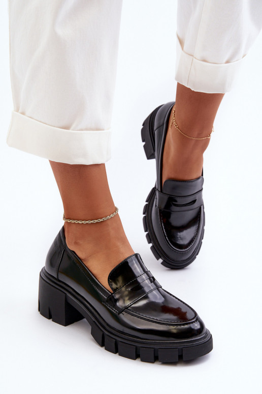 moteriški mokasinai su plačiu kulnu Big Star NN274055 Juodos spalvos