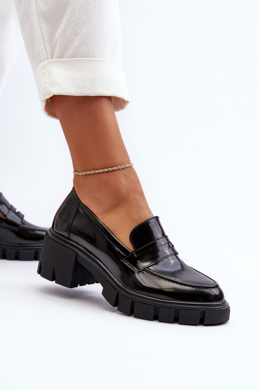 moteriški mokasinai su plačiu kulnu Big Star NN274055 Juodos spalvos