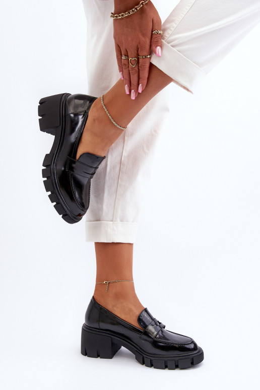 moteriški mokasinai su plačiu kulnu Big Star NN274055 Juodos spalvos