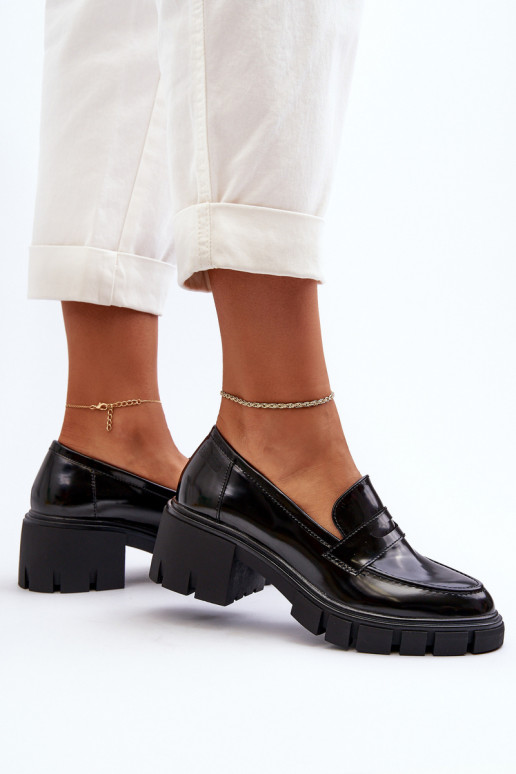 moteriški mokasinai su plačiu kulnu Big Star NN274055 Juodos spalvos