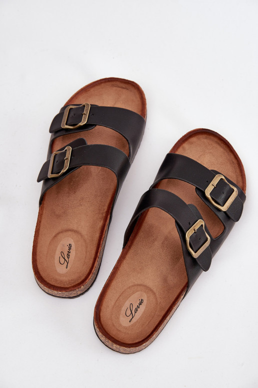  Šlepetės su platforma su sagtimis Juodos spalvos Vesina