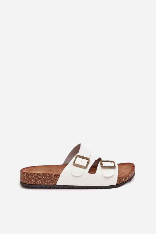  Šlepetės su platforma su sagtimis baltos spalvos Vesina