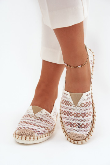 espadrilės iš nėrinių  su tinkleliu baltos spalvos Faylira