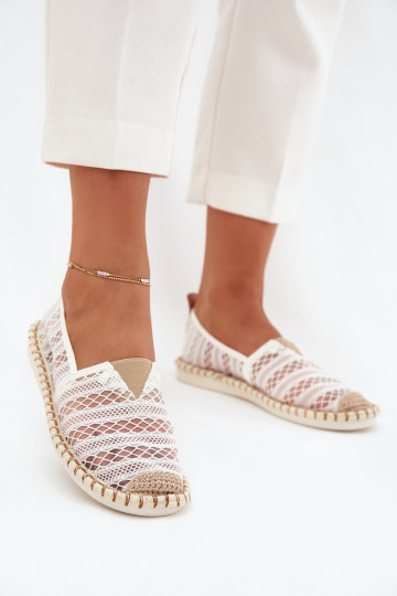 espadrilės iš nėrinių  su tinkleliu baltos spalvos Faylira 2