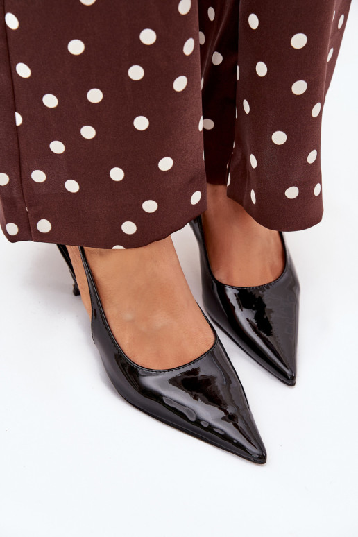 su lako efektu Bateliai su plonais kulniukais su atviru kulnu Juodos spalvos Talira