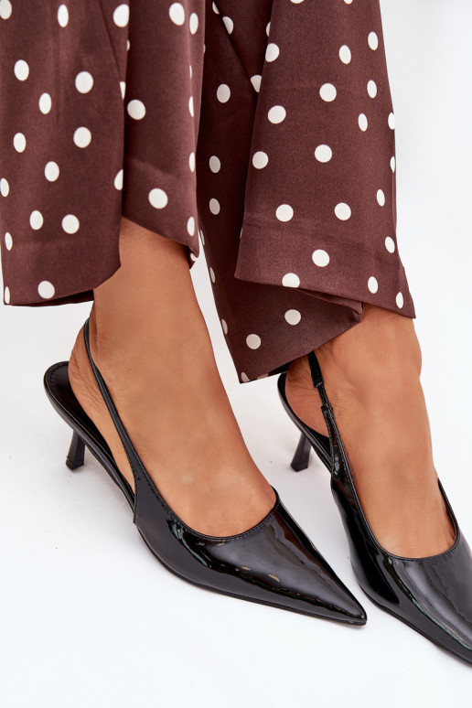 su lako efektu Bateliai su plonais kulniukais su atviru kulnu Juodos spalvos Talira