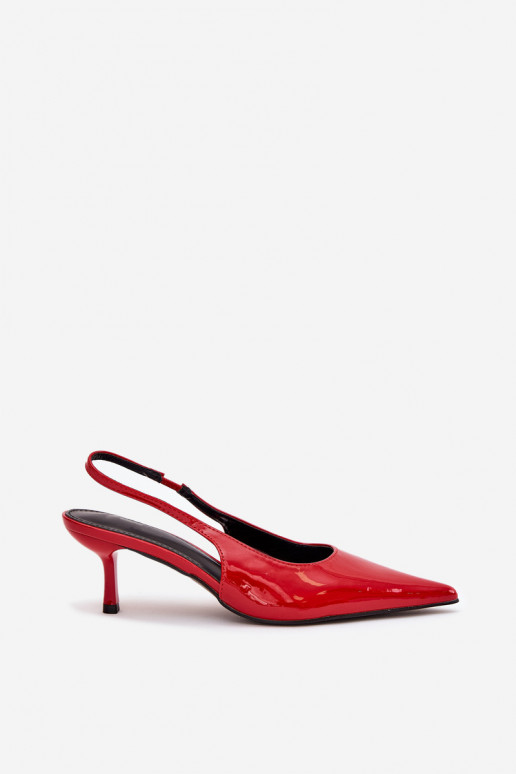 su lako efektu Bateliai su plonais kulniukais su atviru kulnu raudonos spalvos Talira