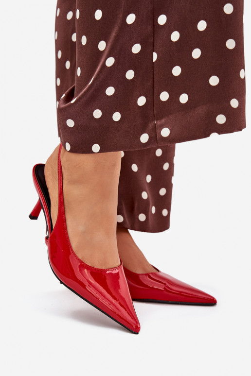 su lako efektu Bateliai su plonais kulniukais su atviru kulnu raudonos spalvos Talira