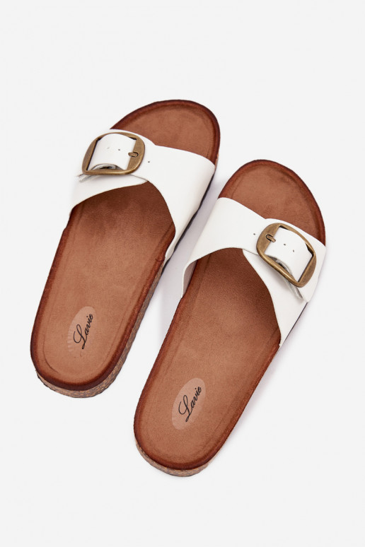 Moteriškos šlepetės su platforma su sagtimis baltos spalvos Vianara