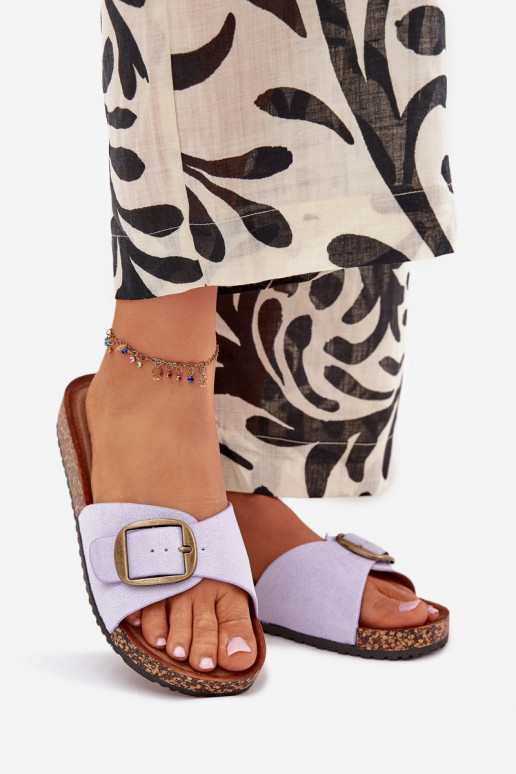 Moteriškos šlepetės su sagtimis su platforma Violetinės spalvos Zavira