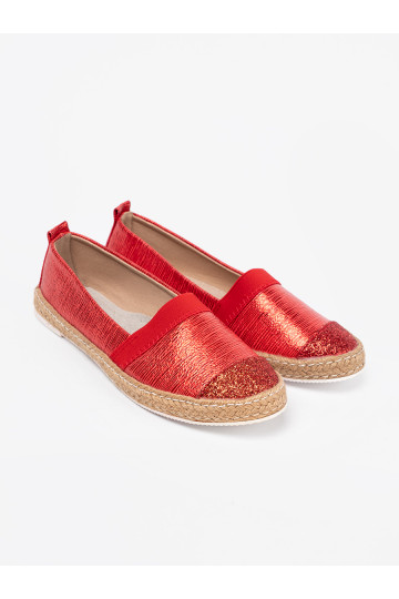 raudonos spalvos espadrilės z błyszczącą nitką 2