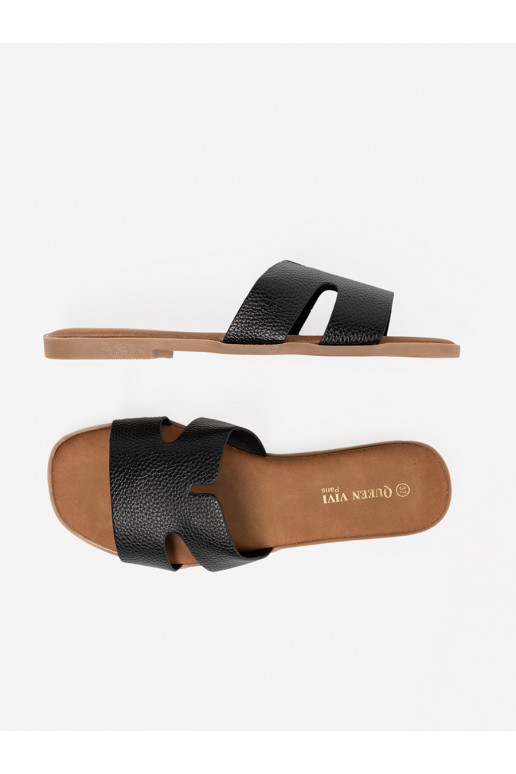 Juodos spalvos Šlepetės   iš eko odos Juodos spalvos Šlepetės   iš eko odos