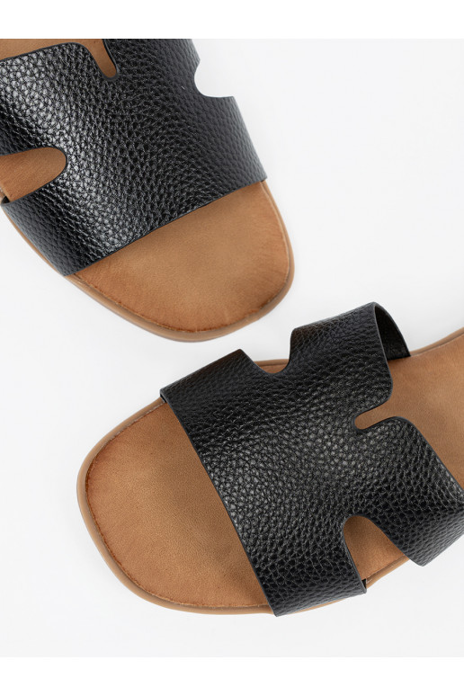 Juodos spalvos Šlepetės   iš eko odos Juodos spalvos Šlepetės   iš eko odos