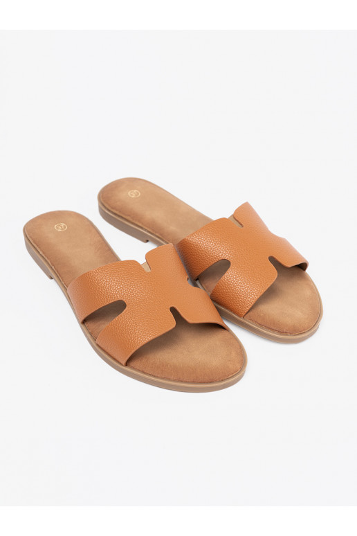 karamelinės spalvos Šlepetės   z wycięciami karamelinės spalvos Šlepetės   z wycięciami