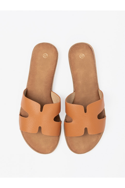 karamelinės spalvos Šlepetės   z wycięciami karamelinės spalvos Šlepetės   z wycięciami