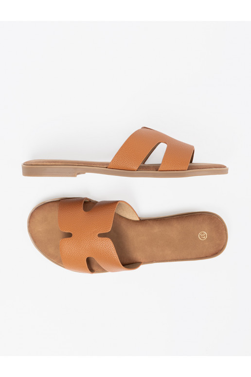 karamelinės spalvos Šlepetės   z wycięciami karamelinės spalvos Šlepetės   z wycięciami