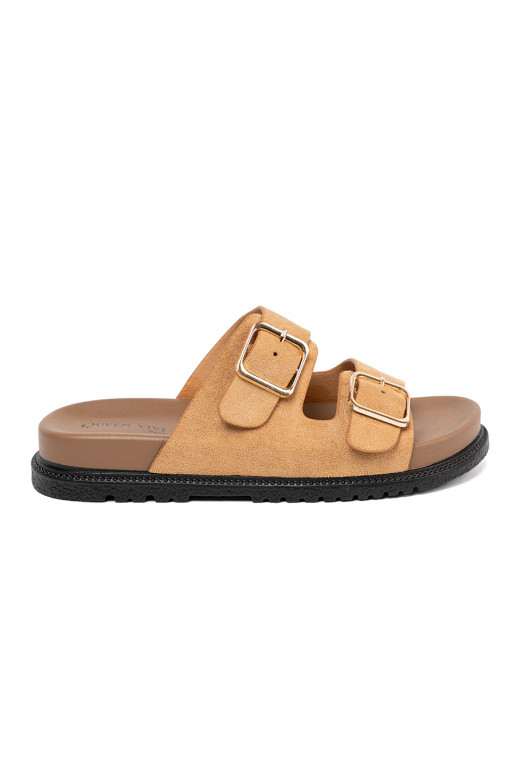 karamelinės spalvos Šlepetės   ze mi klamrami